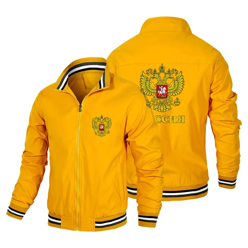 Russian Eagle – veste d'extérieur décontractée à fermeture éclair pour homme, coupe-vent, haut, nouvel article automne/hiver 2024: S / Orange