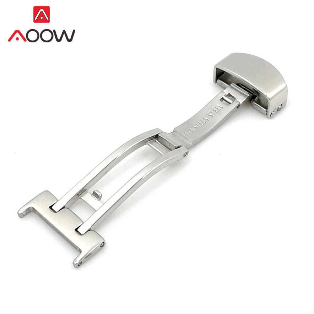 14mm 16mm 18mm 20mm 22mm roestvrijstalen vlindersluiting horlogeband metalen vouwsluiting accessoires zilver: 14mm