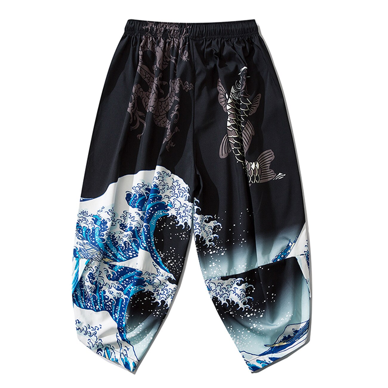 Hüfte hüpfen Japanischen Dünne Japan Stil Schlauch Drachen Fisch Gedruckt ausgebeult Kalb-länge Hosen Harajuku Jogger Männer Hosen Streetwear