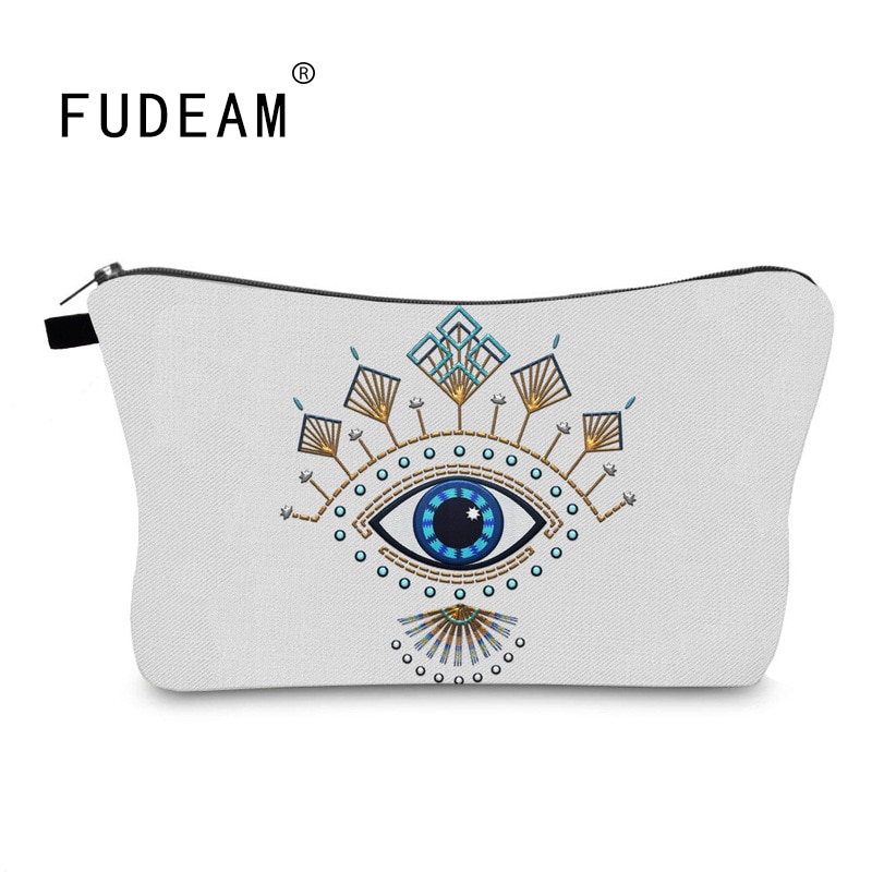 FUDEAM Turkish Blue Evil Eye Portable Women Travel Storage Bag Toiletry Organize Cosmetic Bag Waterproof Female Lucky MakeUp Bag