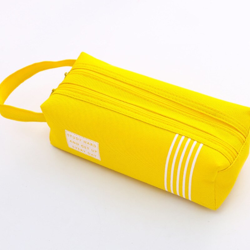 Stylish Double zipper Girls Letter Printed Casual Pencil Cases Cosmetics Makeup Pouch Pen Bags: 4