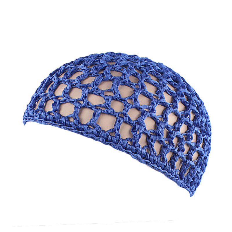 Filet à cheveux en maille pour femmes, bonnet de couleur unie, Turban de nuit pour dormir: Bleu