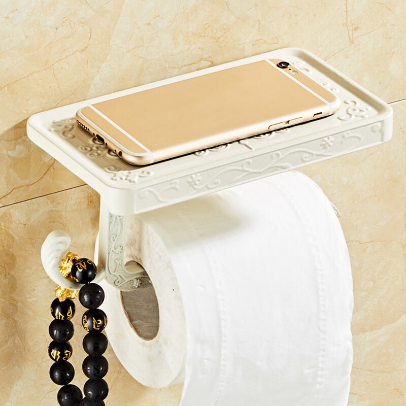 Antik vintage bronze udskæring badeværelse med telefonhylde håndklæde rulle væv aluminium rack toiletpapir holder vægbokse