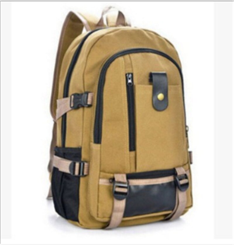 Mochila masculina de lona vintage, mochila masculina feita em lona com grande capacidade de viagem, bolsa para escola e laptop 2020: C