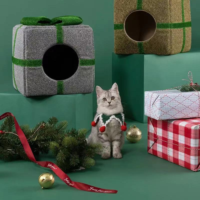 The Latest Pet Christmas Box Cat House Cat House Cat House Closed Cat House Four Seasons Warm Dog House