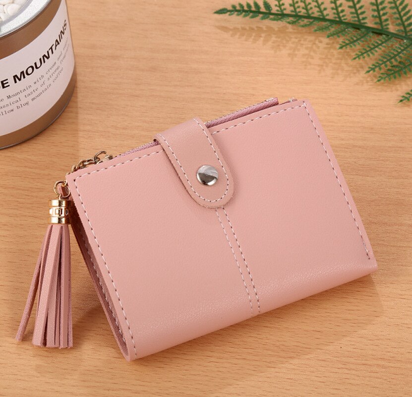 Women Girl Mini Tassel Short Wallet Coin Purse Credit Card Holder Organizer Pocket Classic Solid Purses Wallets