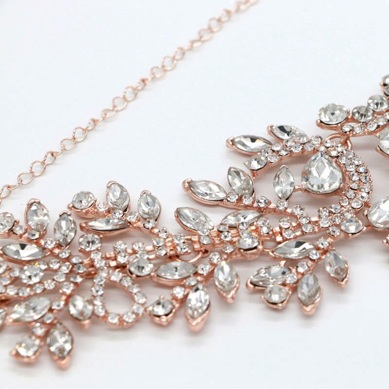 braut Haarbänder Kristall Stirnbänder frauen Haar Schmuck Hochzeit zubehör kristall Diademe Und Kronen Kopf Kette: Rose Gold