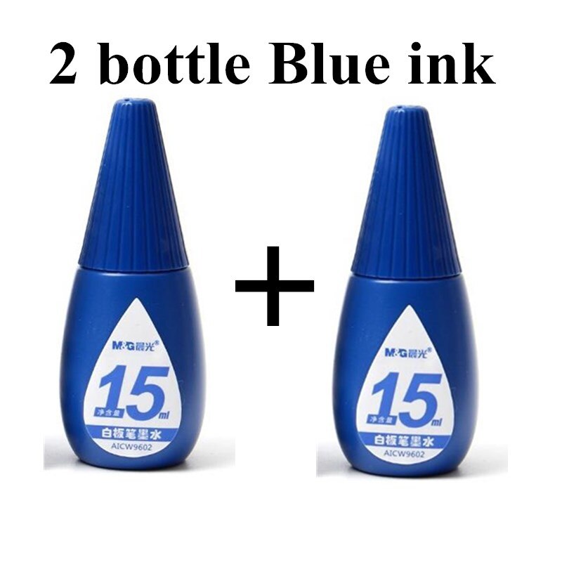 M&amp;G Erasable Whiteboard Marker Pen 1 Pcs Blackboard + 1 Ink Bottle Set Office Markers Dry Erase Blue Black Red Office Supplies: 2 bottle Blue ink