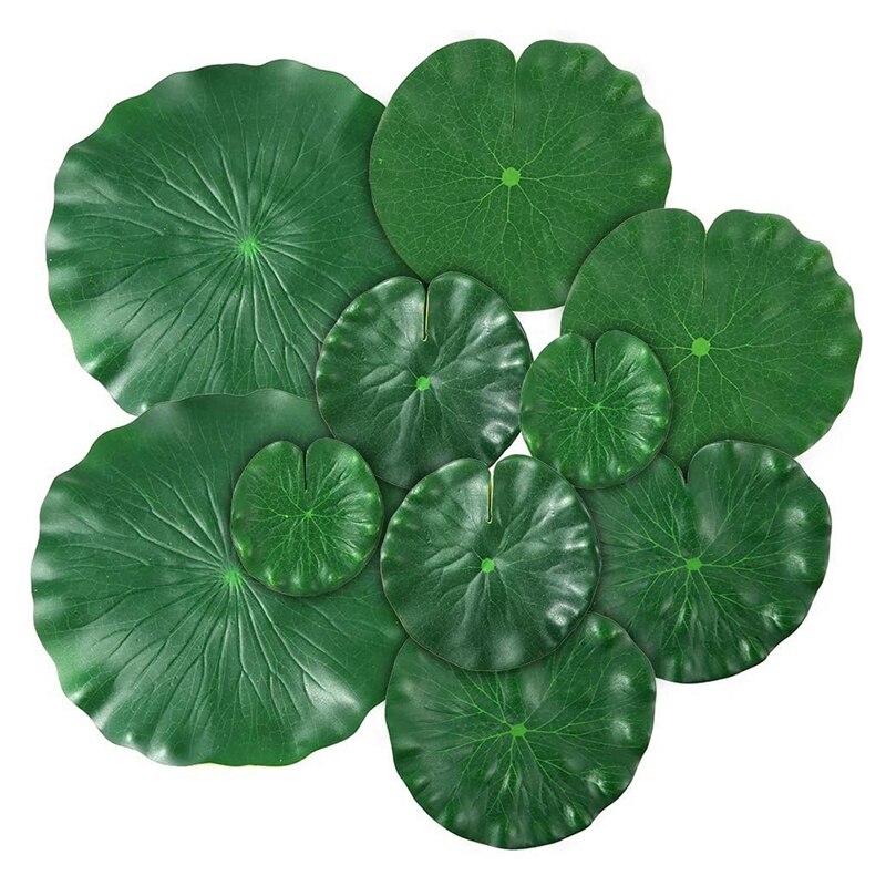 10 Pieces 5 Kinds Artificial Floating Foam Lotus Leaves Lily Pads Artificial Foliage Pond Decor for Pool Aquarium Decor