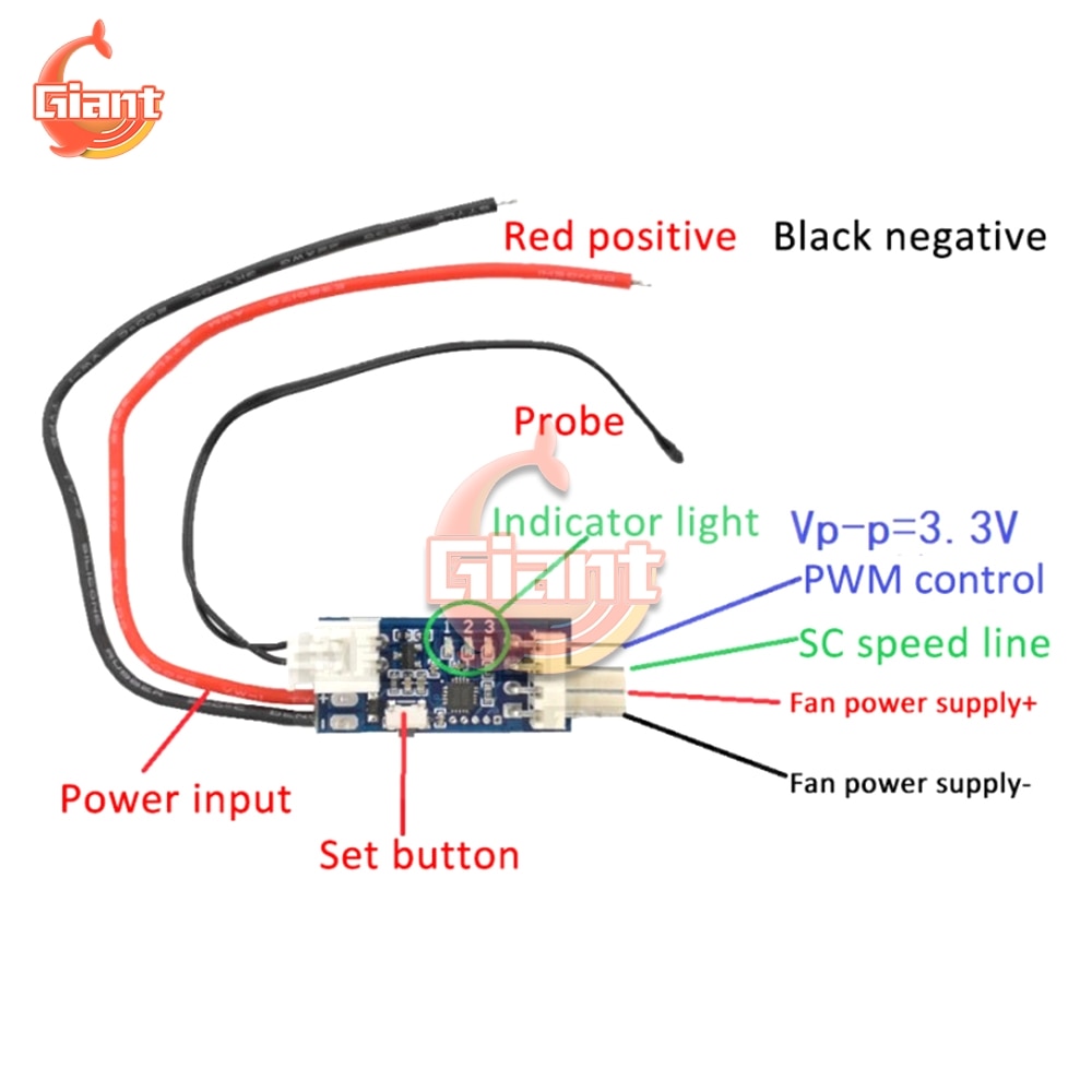 DC5V/12V PWM Speed Controller Fan Speed Governor 4 Wire 2-3 Wire Computer Temperature Control Switch for PC CPU Cooler Fan Alarm