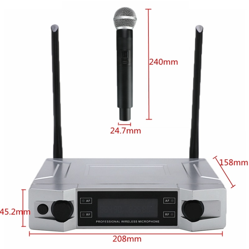 Uhf trådløst karaoke mikrofonsystem lcd-skærm med dobbelt håndholdt mikrofon til fest-ktv