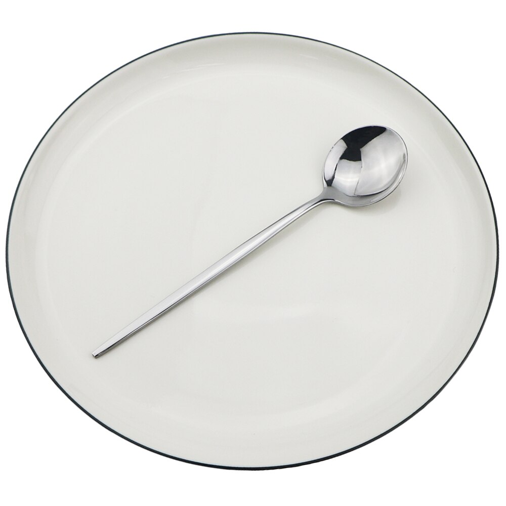 Silver Cutlery Set Stainless Steel Dinnerware Set Knife Dessert Fork Coffee Spoon Dinner Set Kitchen Tableware Silverware Set: 1Pcs Dessert Spoon