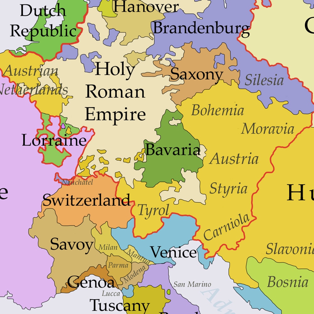 150*100 cm The Europe Map In 1700-1850 Year Large Poster Vinyl Non-woven Canvas Painting Classroom Home Decor School Supplies