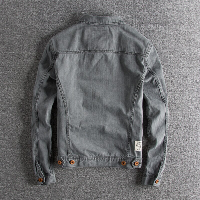 In-yeson märke jeansjacka herr grå army färg slim fit rock jeansjackor tvättade vintage jeansjacka för män
