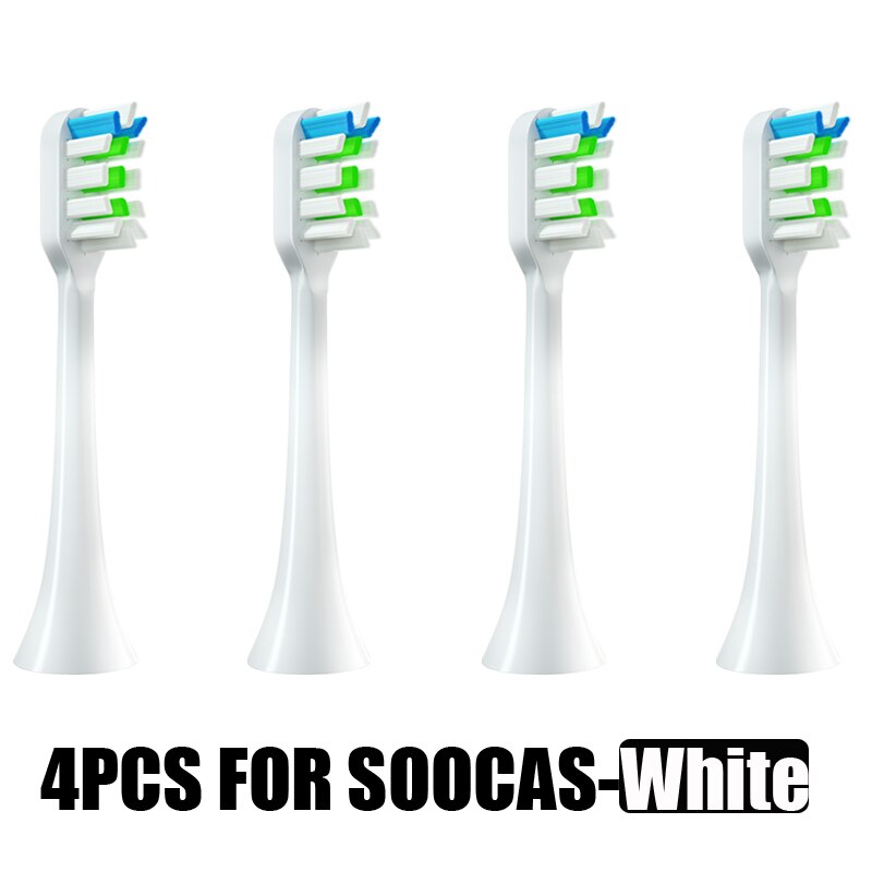 Soocas Opzetborstels Set Schoon Vervanging Voor X3/X3U/X5 Elektrische Tandenborstel Nozzle Heads Vervangen Action Smart borstelkop: 4White