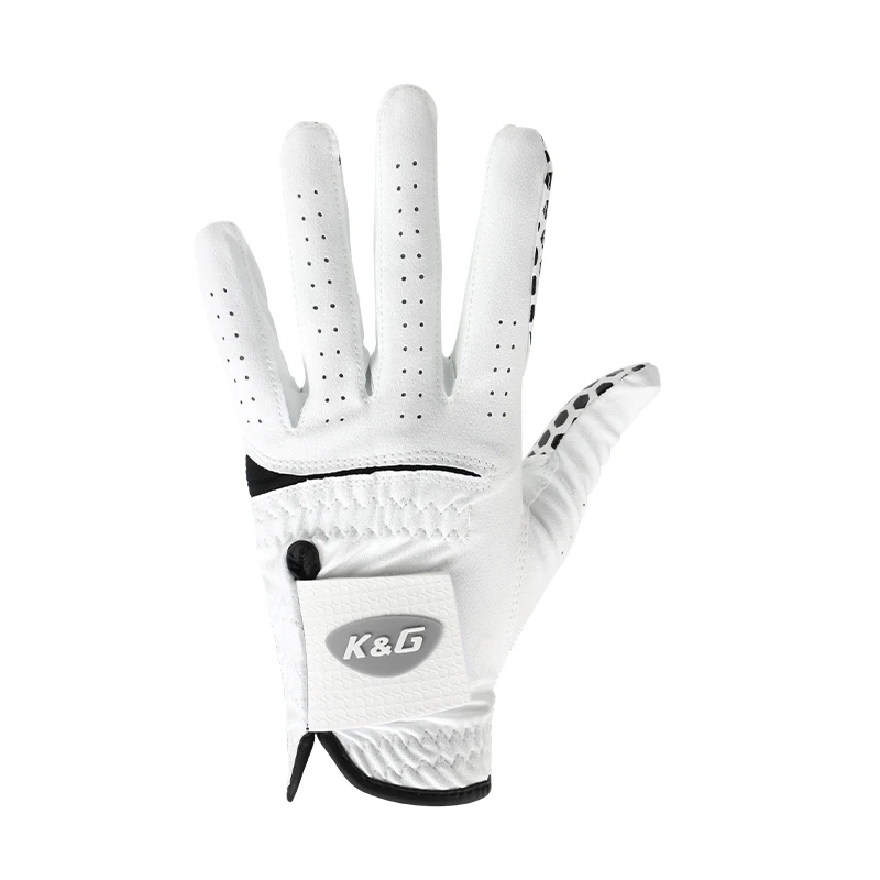 Pack 1-persoons golfhandschoenen heren linkerhand zacht ademend puur schapenvacht antislip pellet golfhandschoenen golf heren 22/23/24/25/26: WHITE