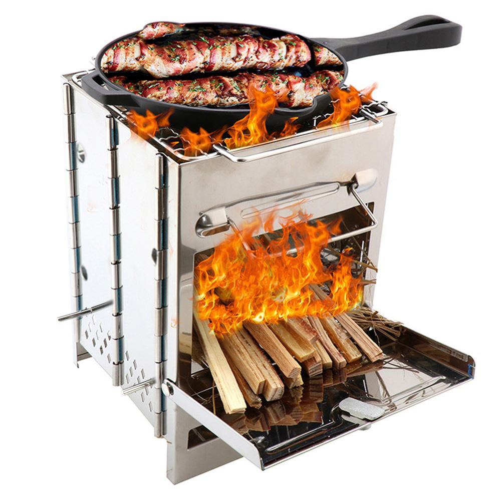 Outdoor BBQ Barbecue Stove Stainless Steel Camping Grill Wood Lightweight Cooking Folding Churrasco Parrilla Barbacoa Carbon