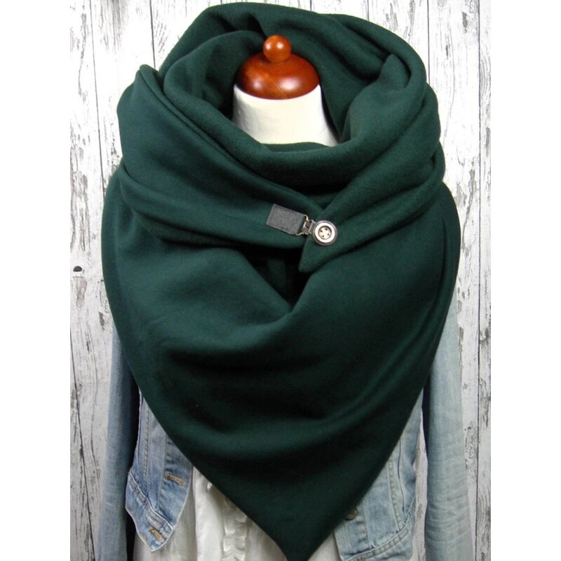 Foulard enroulé femme en cachemire | Imprimé écossais, style Triangle, boutons solides, décoration, écharpes chaudes en cachemire Pashmina: 5