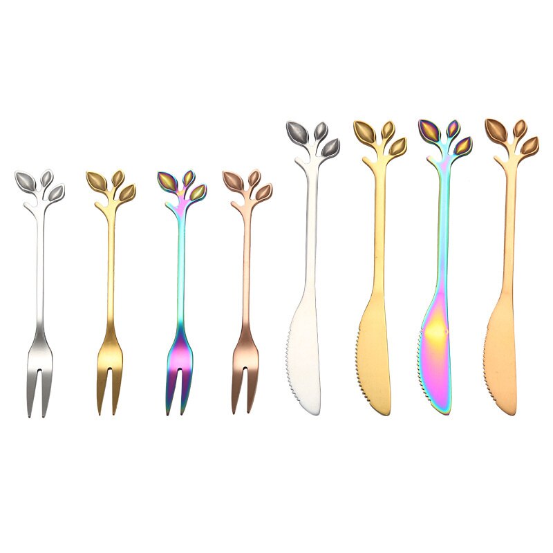 1/5pIeces Rosegold FruitFork Cake Knife 304 Stainless Steel Dessert Fork Cake Knife Tableware Accessories For Chistmas