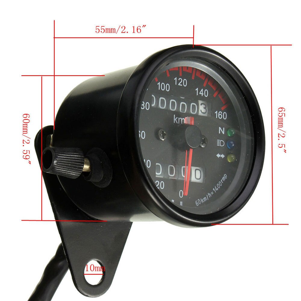 Moto Cafe Racer velocímetro odómetro indicador 0-160 km/h instrumento con indicador LED