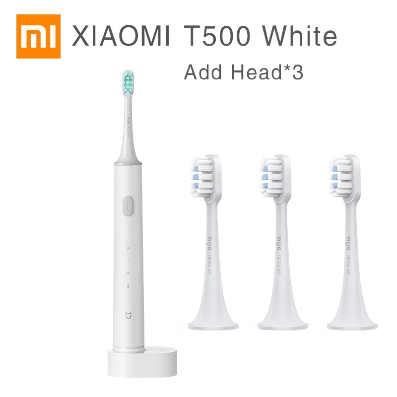 XIAOMI MIJIA T500 Electric Toothbrush Whitening Teeth vibrator Wireless Oral Smart Sonic Brush Ultrasonic Hygiene Cleaner: add Heads x3 pcs