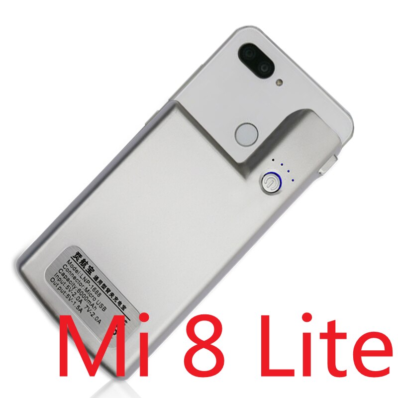 Funda de cargador de batería externa para Xiaomi Mi 8 8 SE, carcasa portátil, powerbank Capa: Mi 8Lite-White