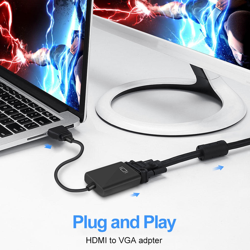 1080P HDMI to VGA Adapter Digital to Analog Converter For PC Laptop TV Box to Projector Displayer HDTV With Video Audio Cable