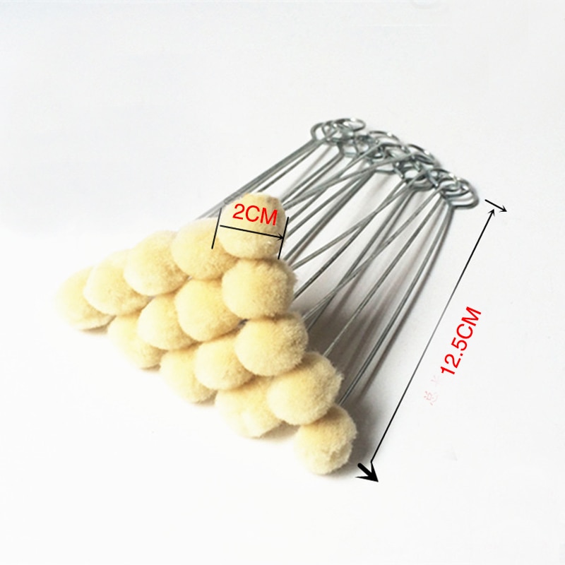 20pcs Wool Ball Brush DIY Daubers Assisted Dyeing Round Wools Brush With Metal Handle For Textile leather Leather Tool