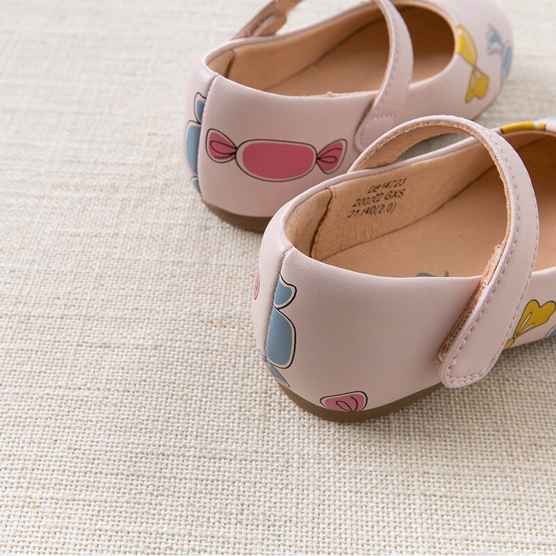 Db14723 dave bella forår efterår baby pige pink sløjfe print læder sko børn piger mærke sko