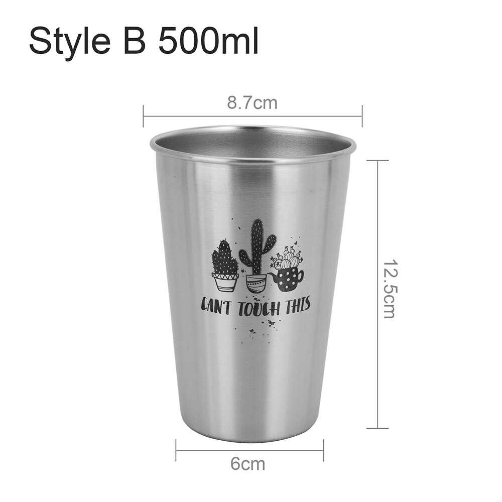350/500ML Beer Cup Nordic Ins Metal Cactus Series Lovers Cup Durable Wine Cups Household Office Use Gargle Cups: Style B 500ML