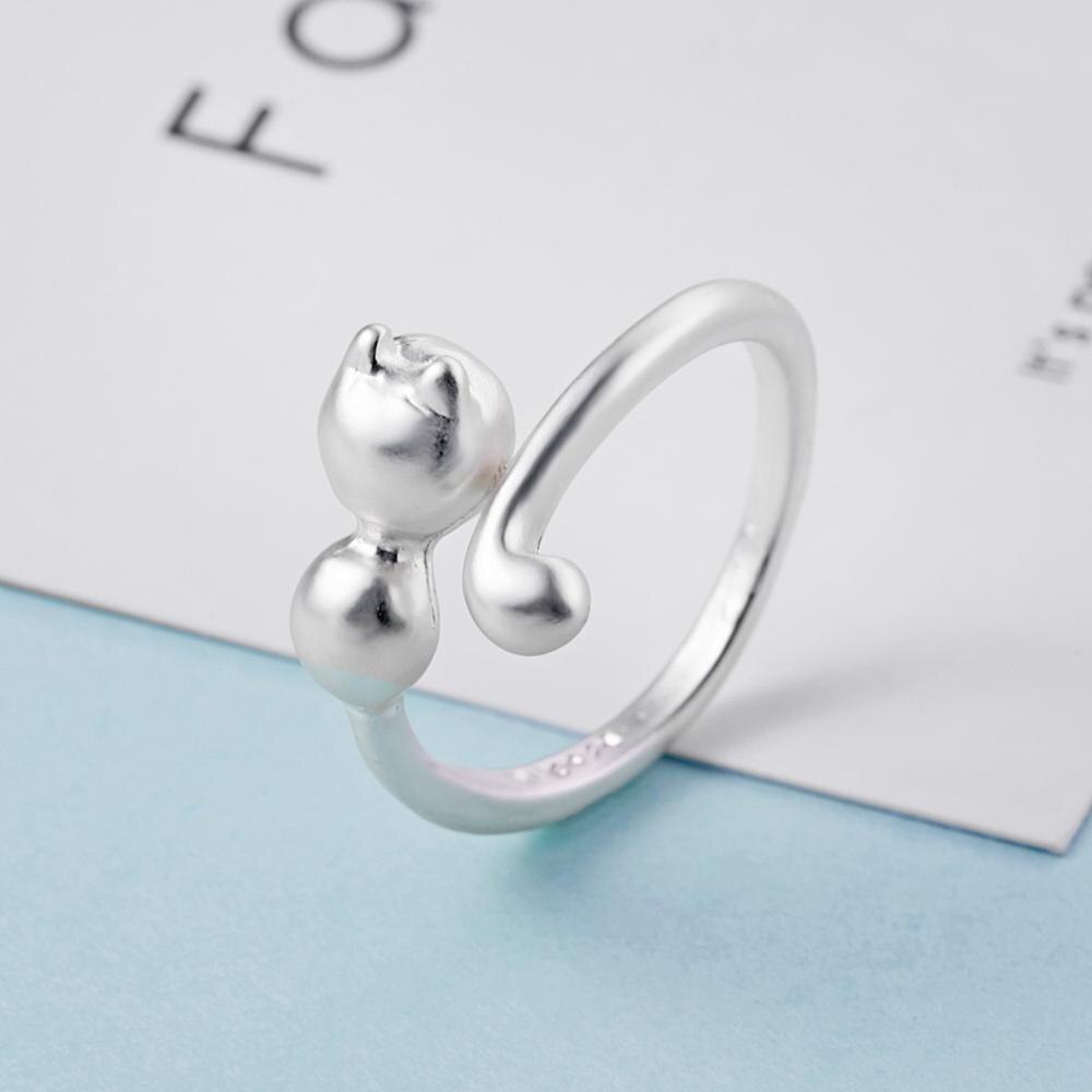 Mode Schattige Dier Opening Ring Kat Klauw Hond Poot Vrouwen Meisje Eenvoudige Sieraden Open Verstelbare Kat Oor Bruiloft vinger Ring