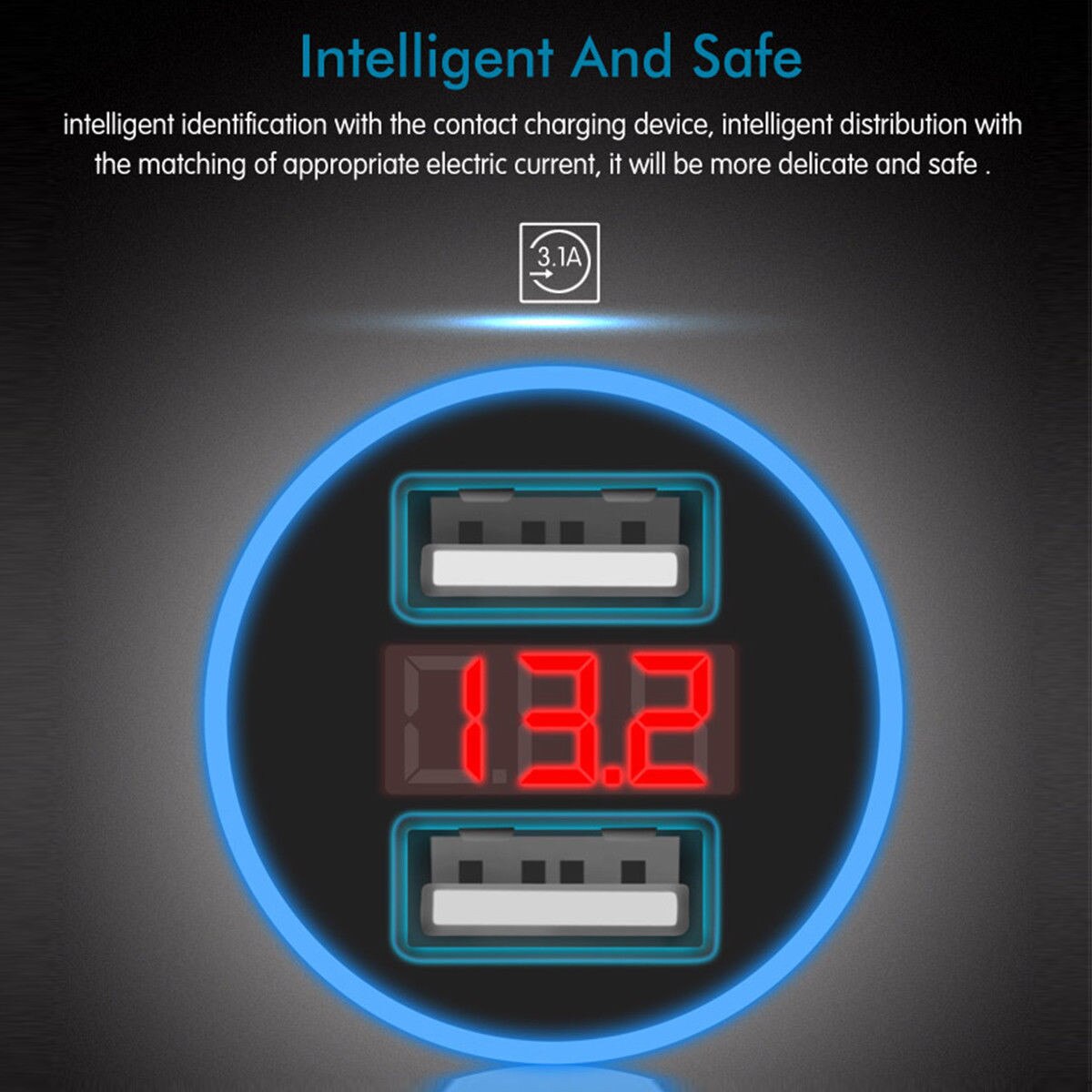 Dual USB 12V-24V 3.1A Mobile Phone Car Charger Adapter LED Display Fast Charging