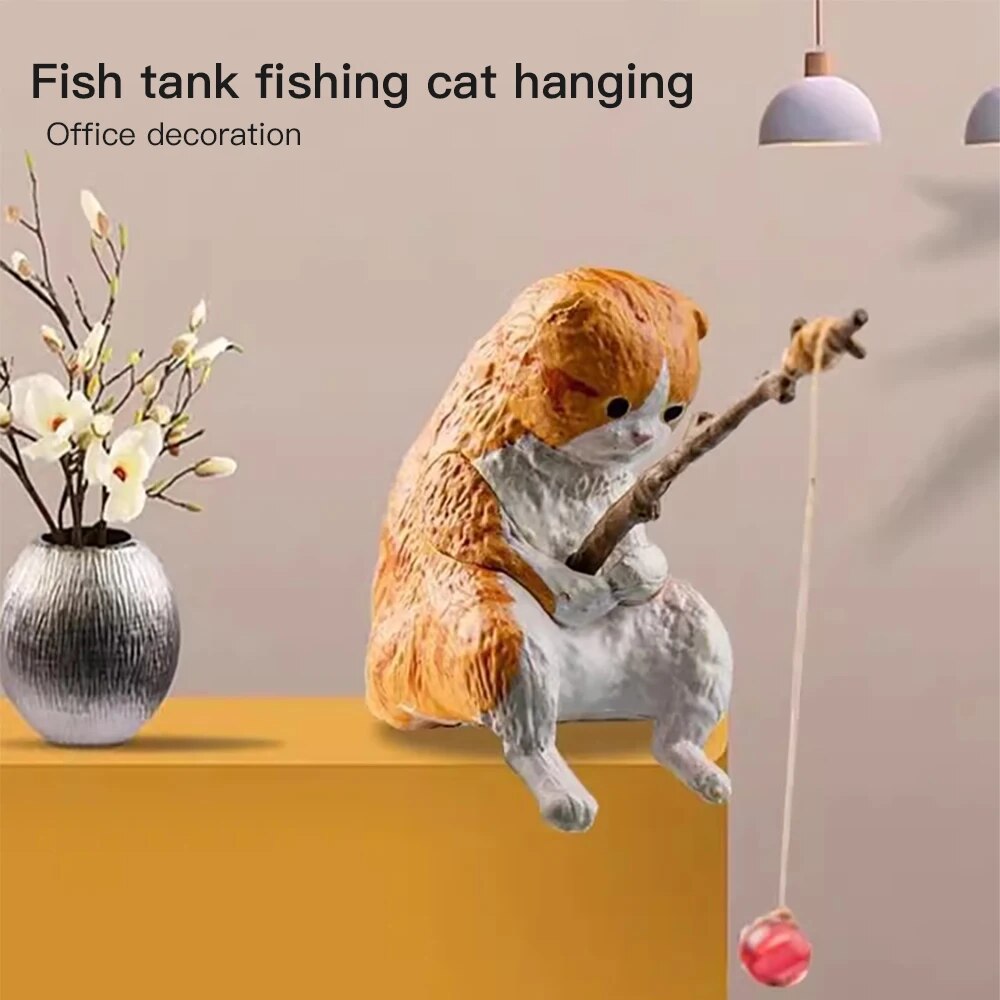 Aquarium pêche chat suspendu paysage bureau ornements pêche amusant Mini décoratif Micro-paysage