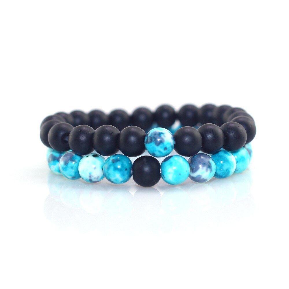 Couples Distance Bracelet Classic Natural Stone Retro Blue and Black Beaded Bracelets for Men Women Best Friend Christmas: 01