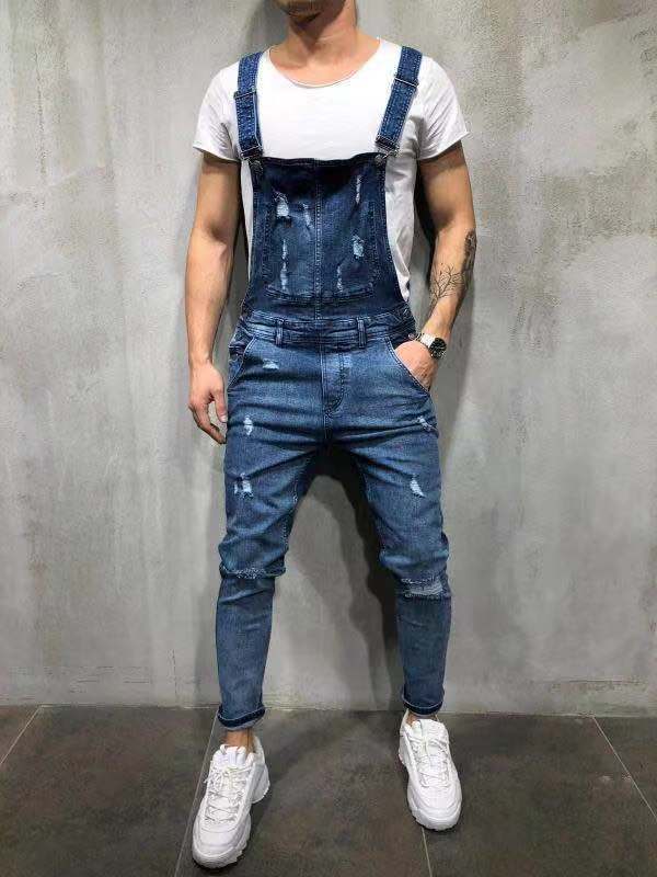 Salopette en Jeans pour Homme, Vêtement Intégral en Denim Style Cargo, Pantalon de Travail, Décontractée, pour Moto et Bikers, Existe en Grandes Tailles