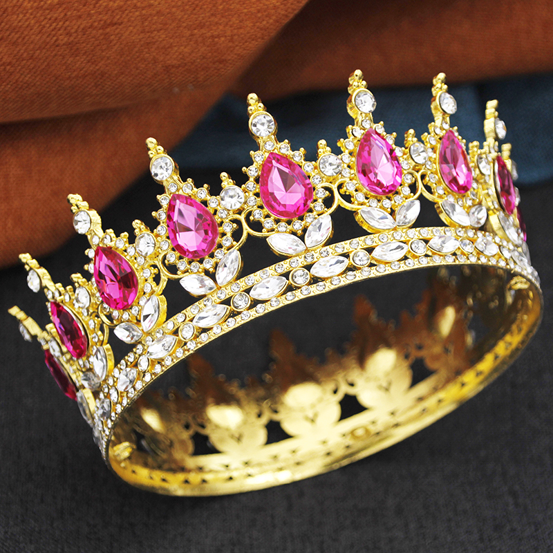 Barokke ronde diadeem koninklijke koningin koning tiara's en kronen feest verjaardag bruids trouwjurk kroon sieraden accessoires: Imitation Rhodium Plated
