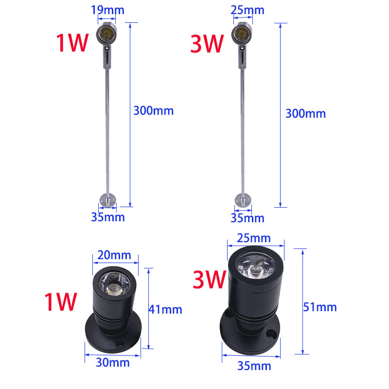 Mini foco Led Rgb Usb de 5V, 1W, 3W, armario montado en superficie, escaparate, mostrador, lámpara de joyería, Mini foco de techo de ángulo giratorio