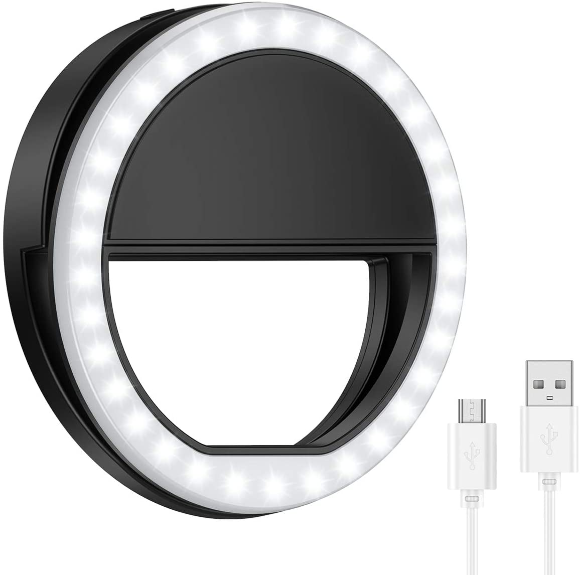 Selfie Ring Light carica USB portatile Clip-on Selfie Fill Light con 36 LED per iPhone per Samsung Xiaomi Phone Selfie Light