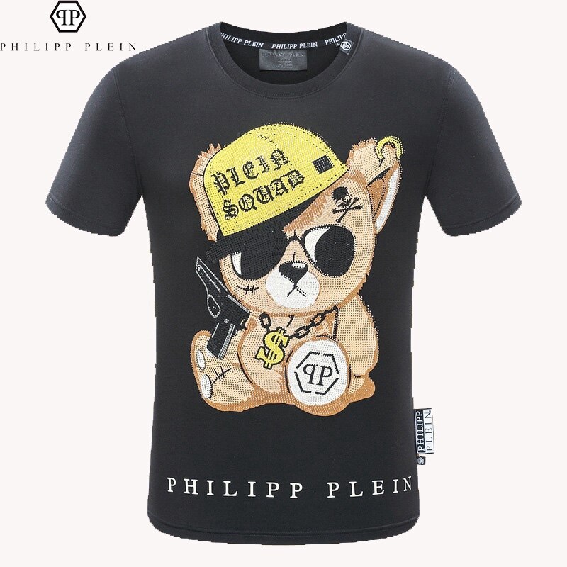 Spot Philipp Plein Korte Mouw T-shirt Beer T-shirt Diamond Print Slim Fit Katoen Trendy Ronde Hals T