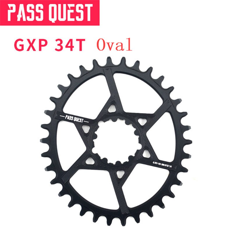 PASS QUEST GXP Round Oval 0mm Offset 32T-42T Chainring MTB Narrow Wide Bike bicycle Chainwheel for Sram XX1 GX eagle X9 crankset: GXP Oval 34T