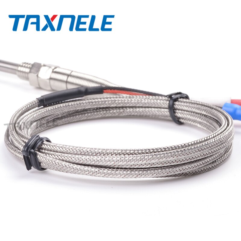 Termopar tipo K J, sonda de acero inoxidable, termopar de 50mm, 100mm, 150mm, 200mm, 2m, Cable termopar 0 ~ 400C, Sensor de temperatura