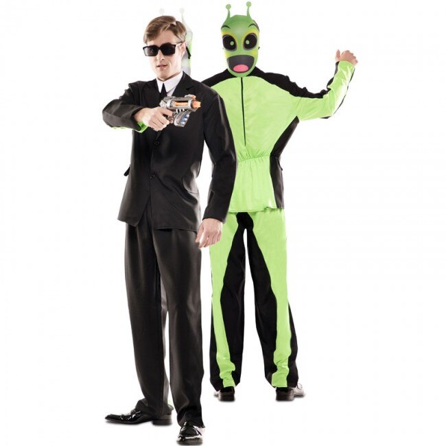 Kostuum Dubbele Mannen In Zwart En Alien Volwassen Xl
