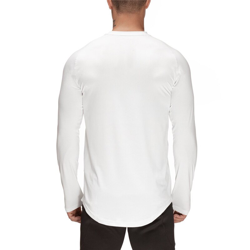 Løbe t-shirt mesh langærmet sport skjorte mænd fitness t shirt fitness tøj dry fit joggers kompression t-shirt træningstop