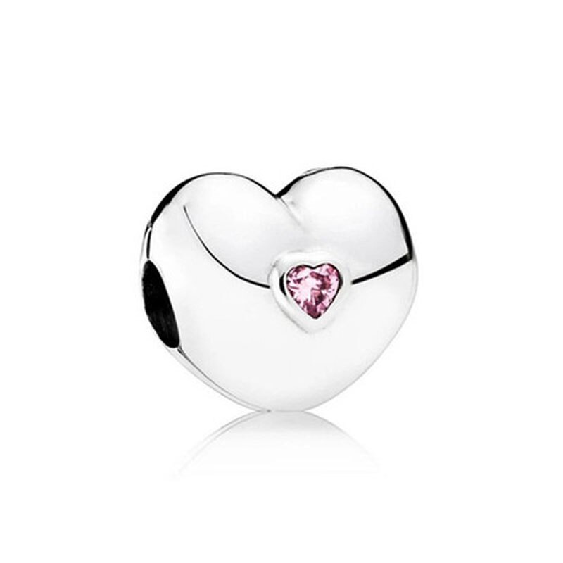 Europeiska original 925 silver rosa bana blomma hjärtlås clip pärla passar berlocker för kvinnor gör-det-själv tillbehör: B747