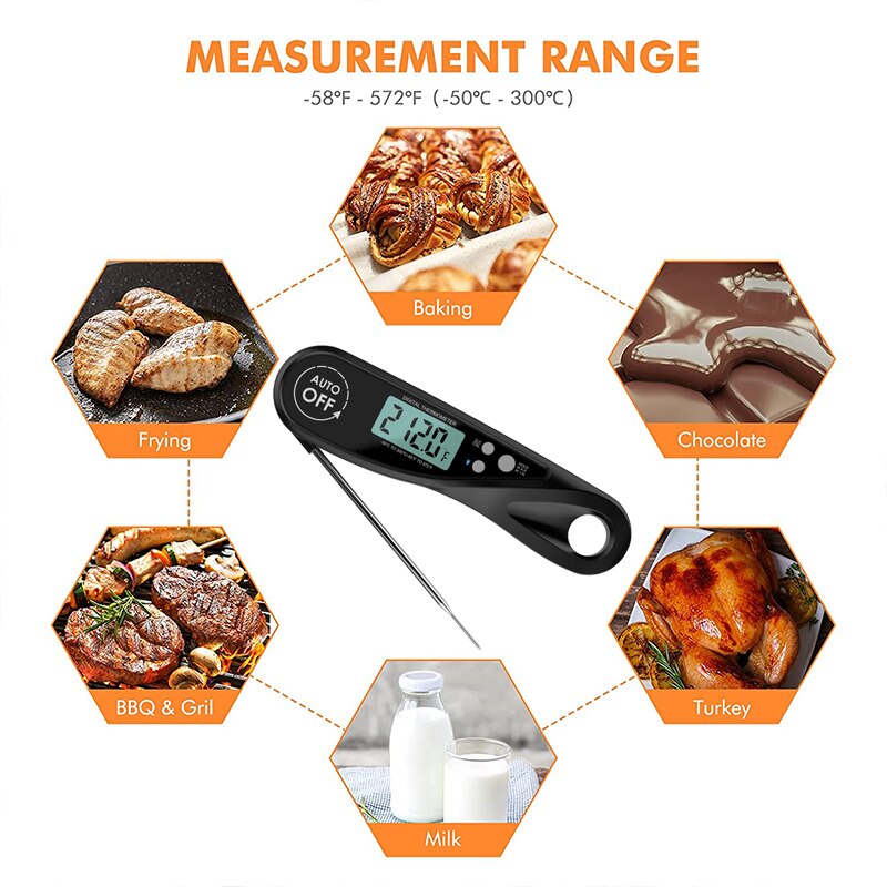 Folding Digital Kitchen Food Thermometer Meat Water Milk Cooking Probe BBQ Electronic Oven Thermometer Waterproof Tools