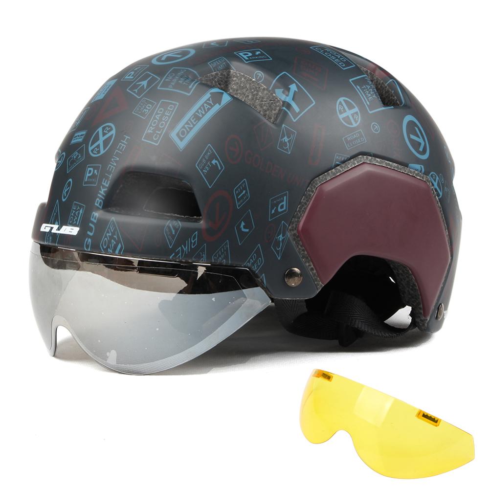 Men Women Ultralight Cycling Helmet MTB Mountain Road Bike Helmet with Goggles Breathable Integrally Molded GUB V3: Graffiti 2 / L(56-61cm)