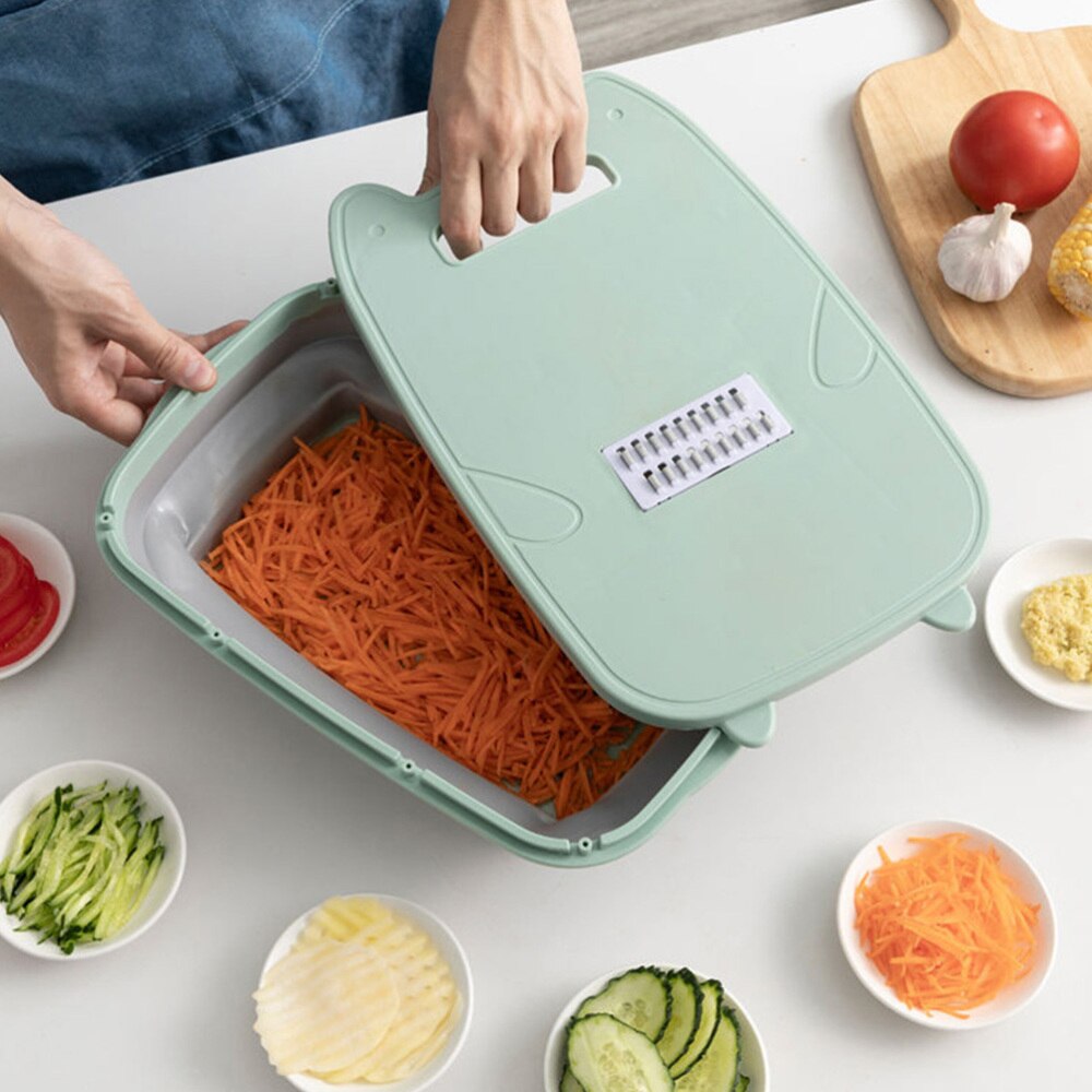 1 Set Multi-functional Cutting Board Grater Vege Draining BasketChopping Board