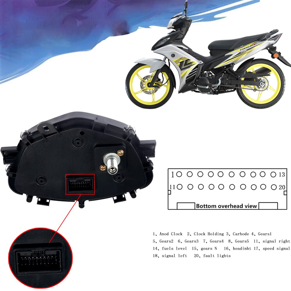 Motorfiets Snelheidsmeter Motor Lcd Digitale Snelheidsmeter Met Dual Range Zeven Kleur Screen Voor Yamaha LC135 Water Temperatuur