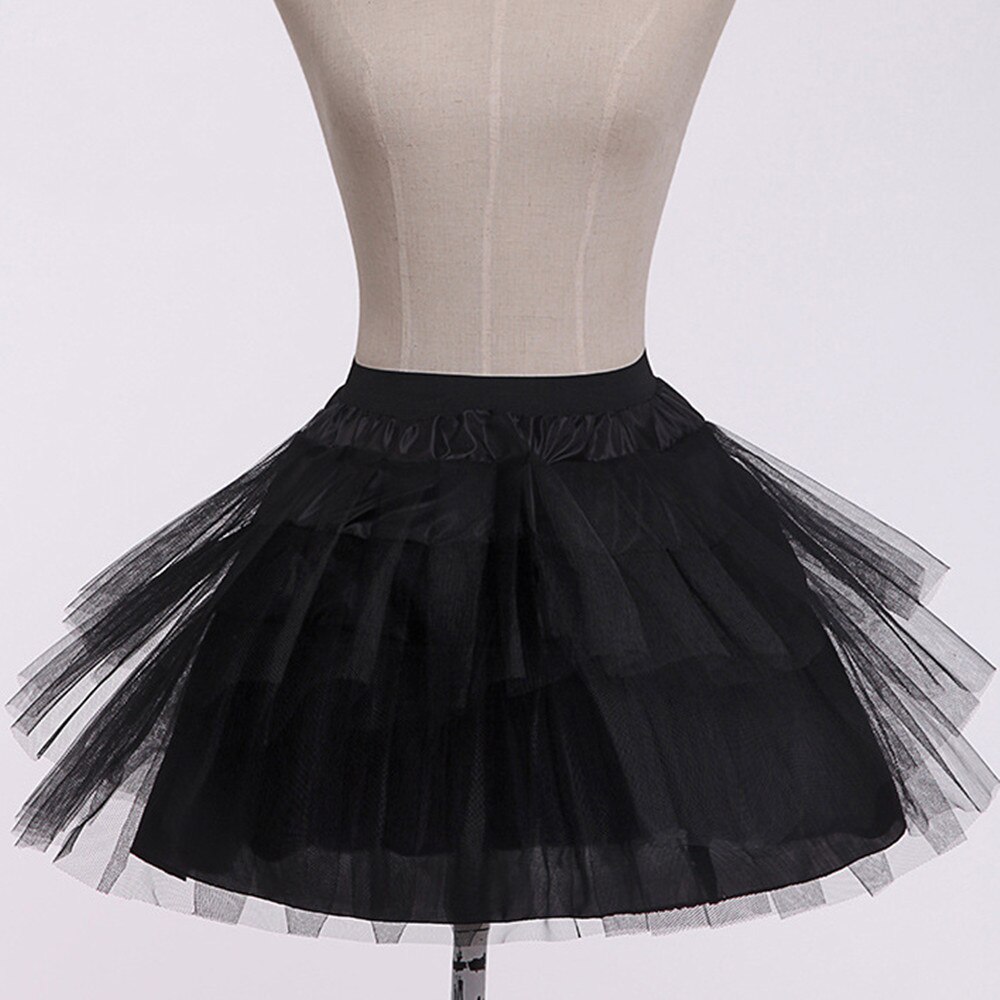 YUNUO-enaguas cortas blancas/negras para mujer, ropa interior de Lolita de 3 capas, accesorios de vestido de novia