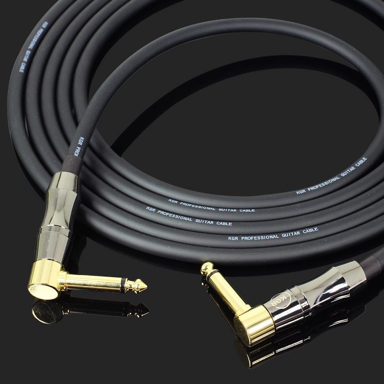 KGR 6 Meters/ 20 Feet Electric Guitar Cable Bass Musical Instrument Cable Cord 1/4 Inch Straight to Right Angle Plug